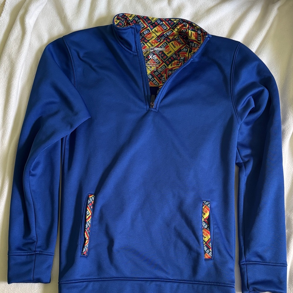 Route One Apparel Blue Quarter-Zip Pullover with Old Bay Accents